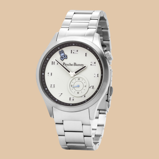 Psycho Bunny Black Stainless Steel Watch, Water-Resistant 5 ATM, Modern Bold Design