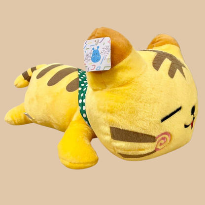 Yellow Weighted Cat Plush Pillow – X-Large (13"–16")