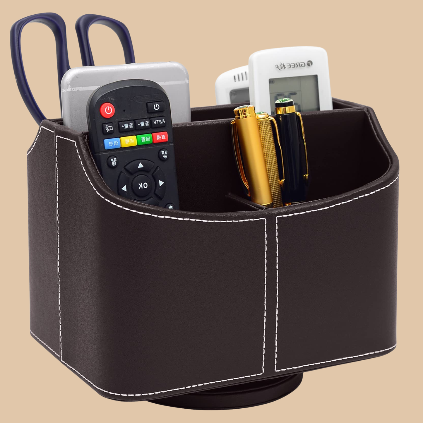 Office Desk Organizer Set 2 Pcs Black Rotating