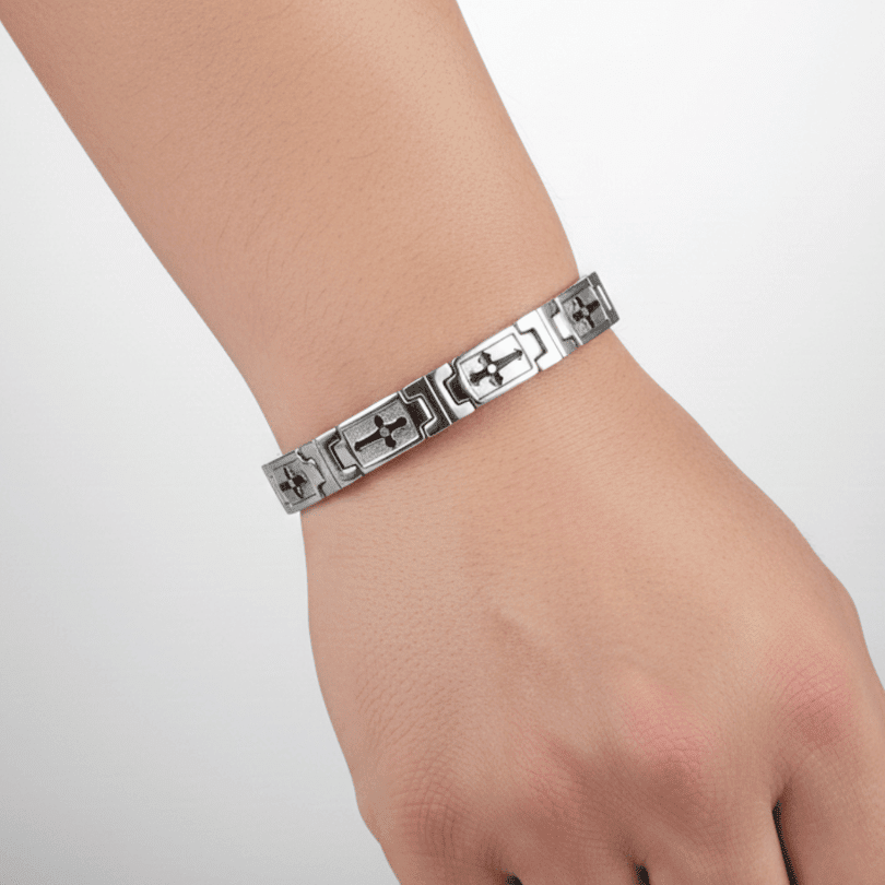 Men's Silver-Tone Celtic Cross Link Bracelet - COLO