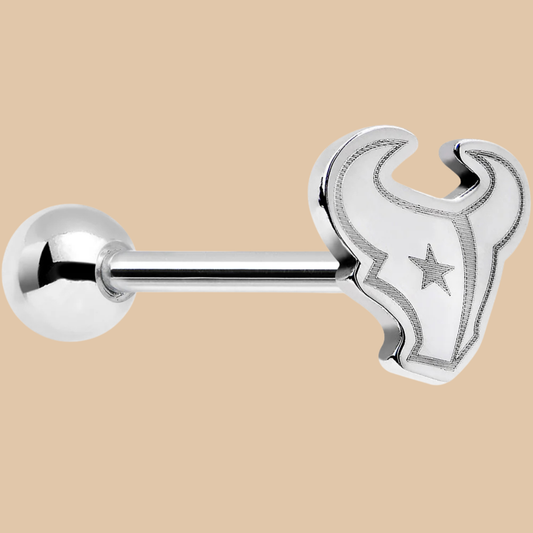 Houston Texans NFL Body Jewelry – Barbell Tongue Ring (Silver Logo)