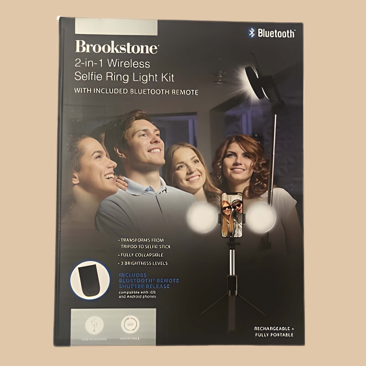 Brownstone 2-in-1 Wireless Selfie Ring Light Kit with Tripod & Bluetooth Remote