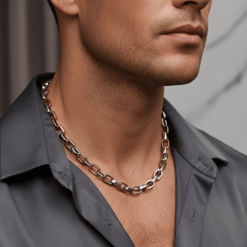 Industrial Two-Tone Silver & Copper Chain Necklace - COLO