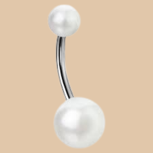 White Pearl Belly Button Ring