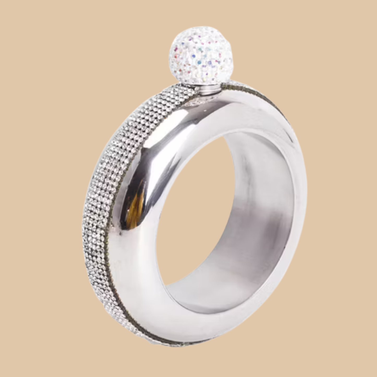 Flask Bracelet Bangle with Rhinestones 3.5oz