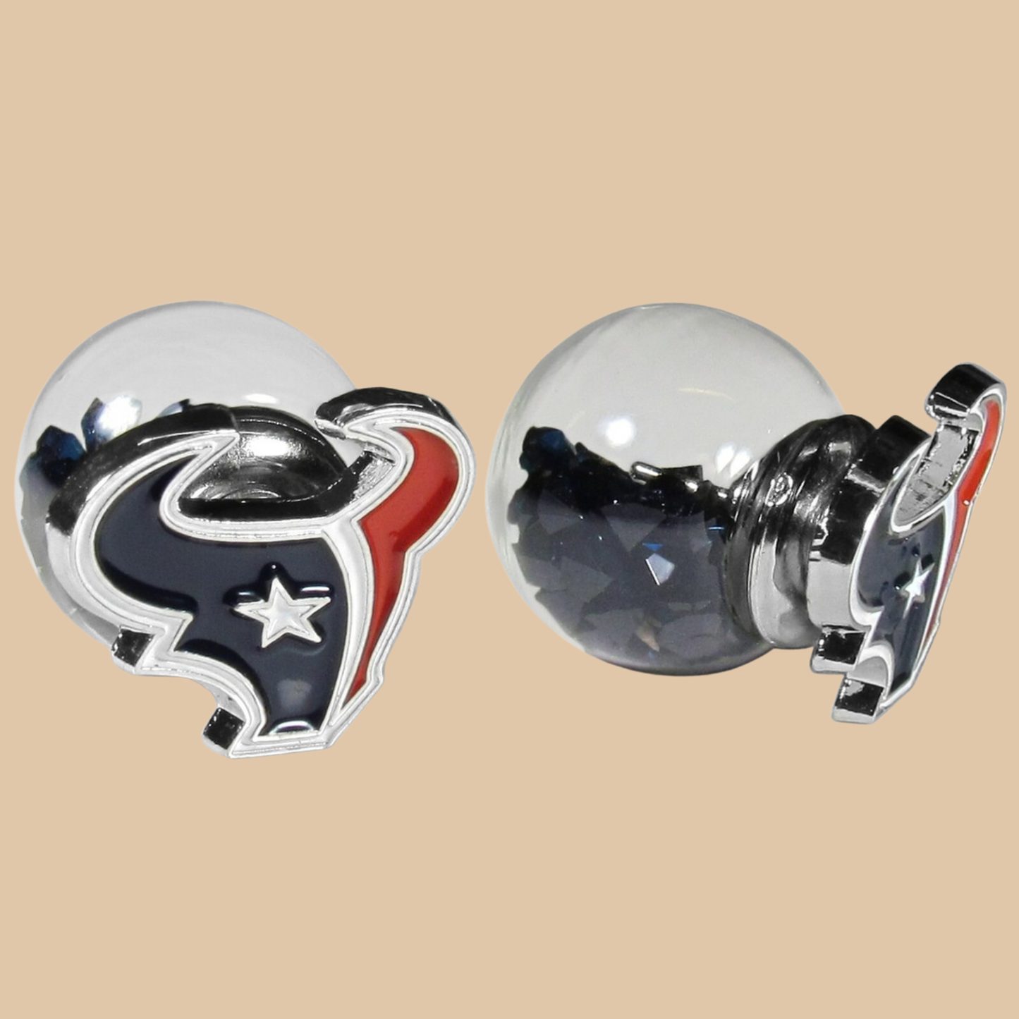 Houston Texans NFL Body Jewelry – Front/Back Stud Earrings (Black and Red)
