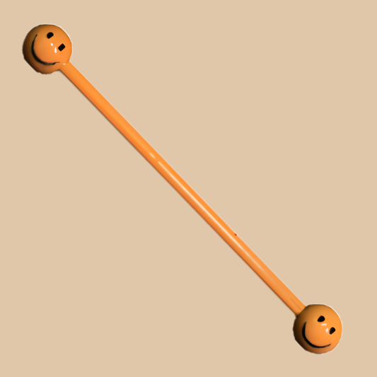 Yellow Smiley Industrial Barbell Piercing