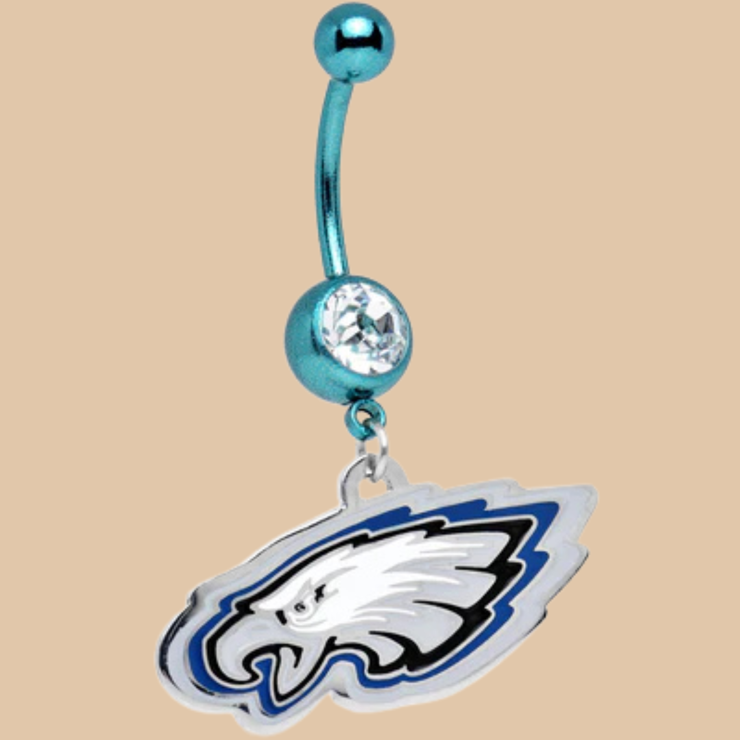 NFL Philadelphia Eagles Dangle Belly Ring Stainless Steel Curved Blue Barbell Licensed