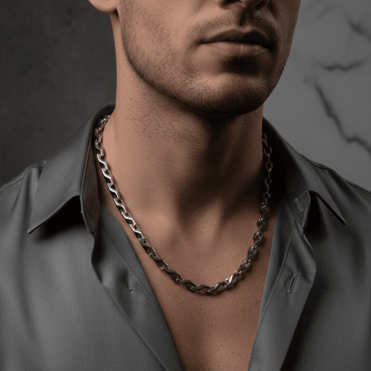 Titan Core Sculptural Silver Link Chain - COLO