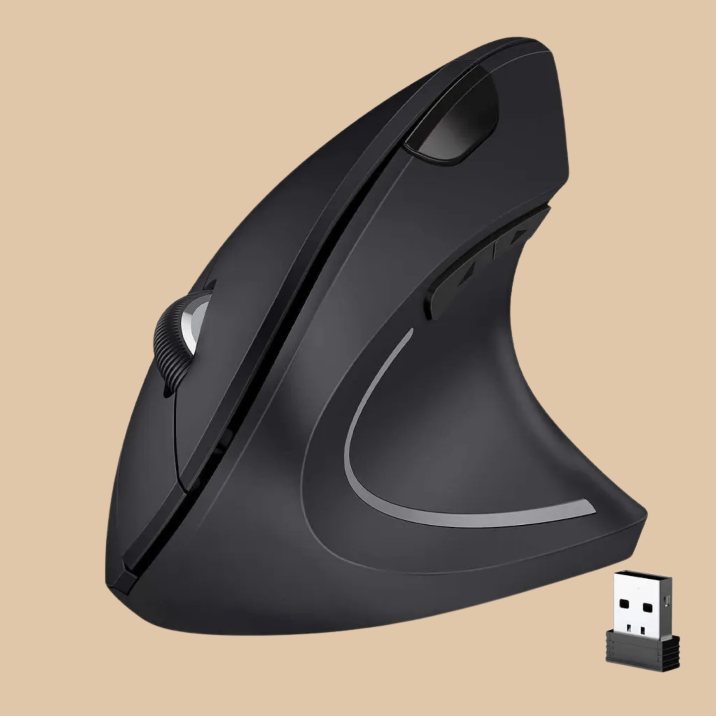Ergonomic Vertical Wireless Mouse, 6 Keys USB 2.4GHz 1200DPI