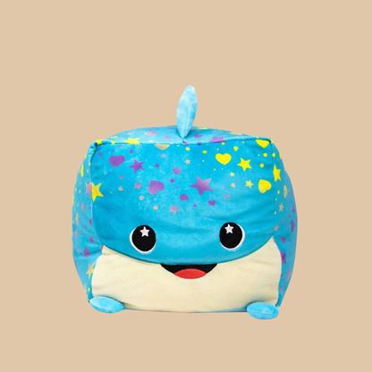 Moosh Moosh Plus BLUE SHARK Squish Pillow Stuffed 8" x 10"