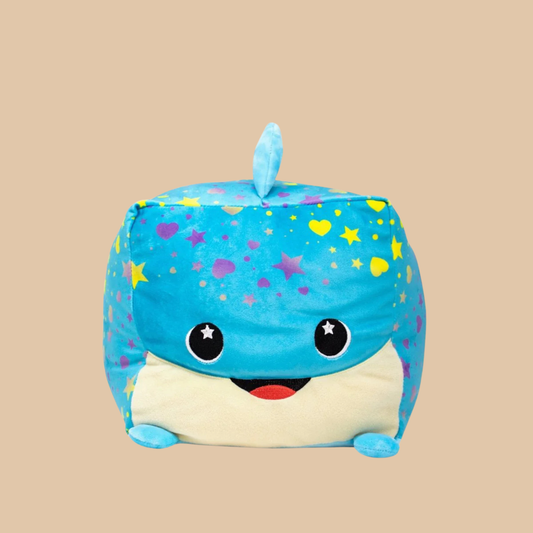 Moosh Moosh Plus BLUE SHARK Squish Pillow Stuffed 8" x 10"