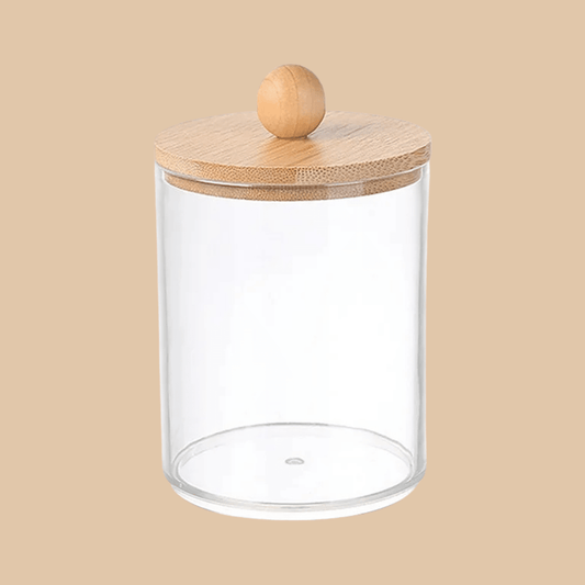 Qtip Holder, 10 oz Cotton Ball Holder, Acrylic Bathroom Set with Lids - COLO