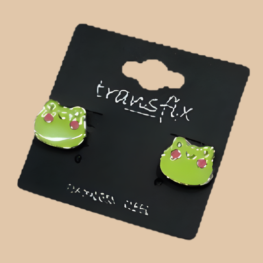 Steel Green Frog Earring