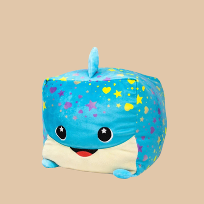 Moosh Moosh Plus BLUE SHARK Squish Pillow Stuffed 8" x 10"