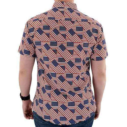 Men's Abstract American Flag Microfiber Button-Up Shirt