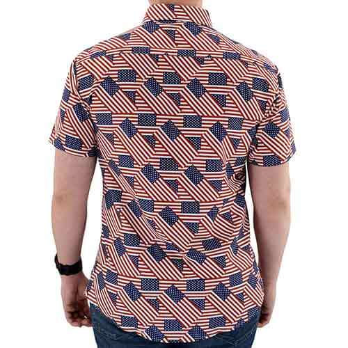 Men's Abstract American Flag Microfiber Button-Up Shirt
