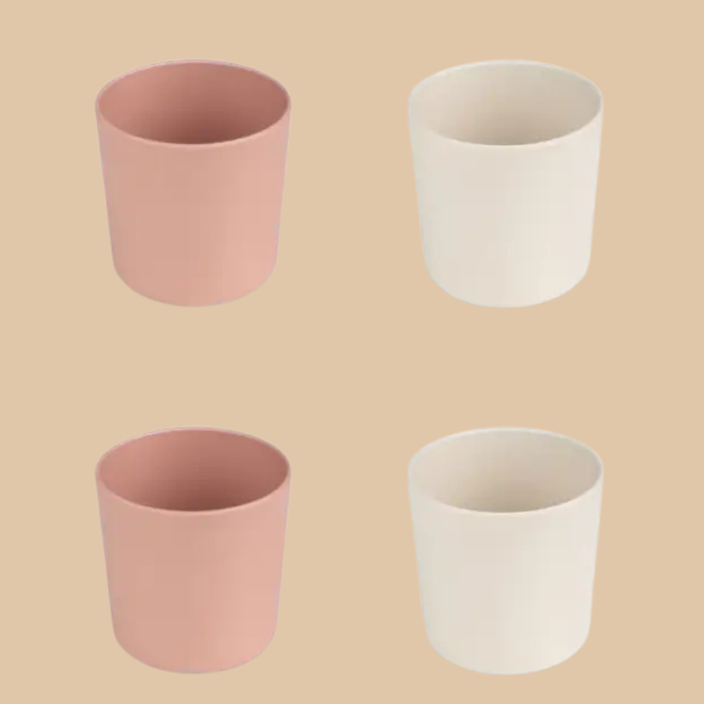 Beige & Pink Plastic Party Cups (Set of 2)
