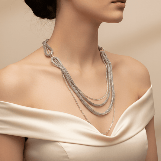 Silver-Toned Multi-Strand Statement Necklace - COLO