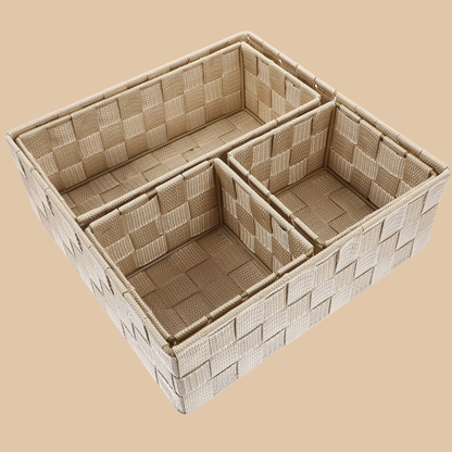 Cube Storage Organizer Set 4 Pcs Khaki Nylon