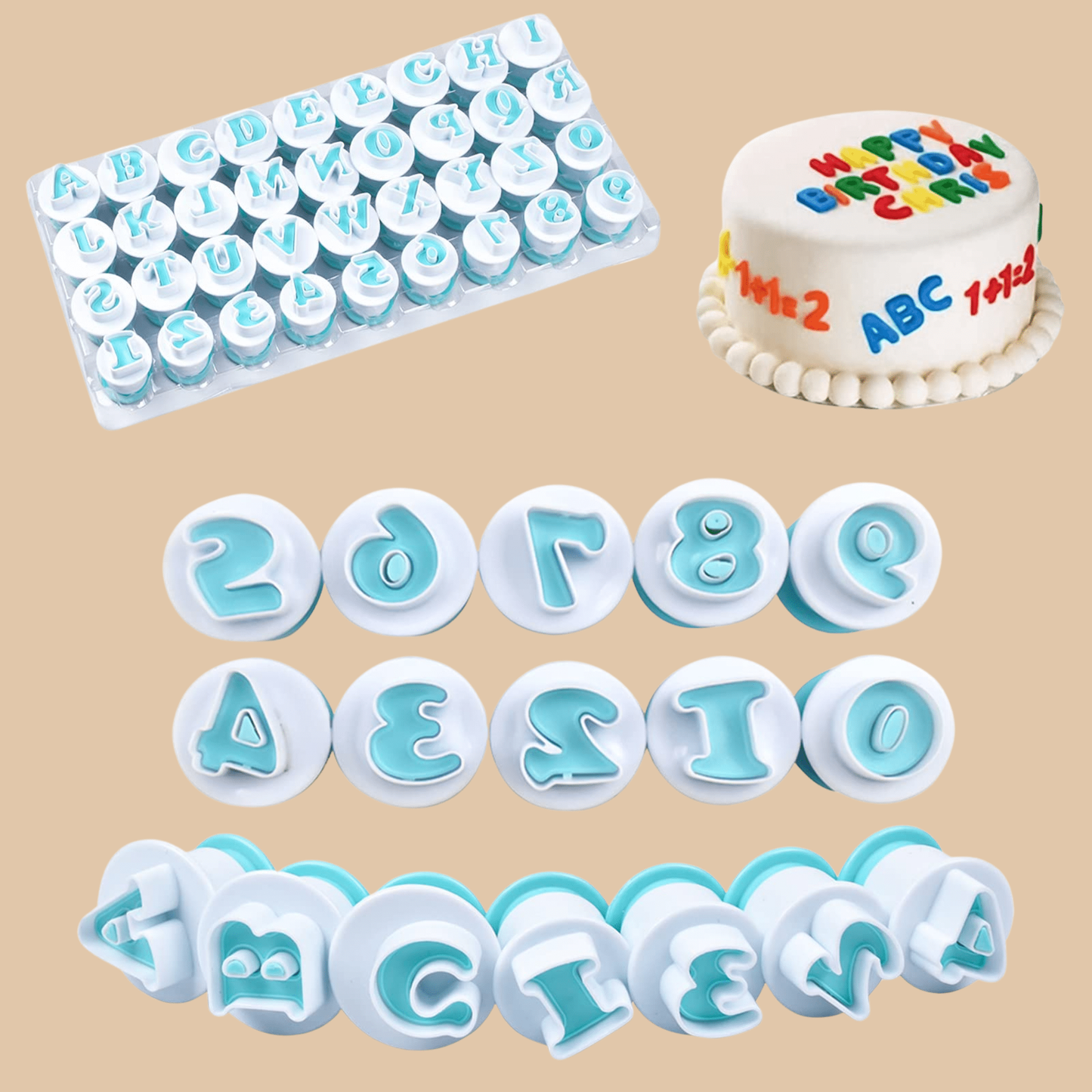 36-Piece Alphabet & Number Fondant Cutter Set - COLO