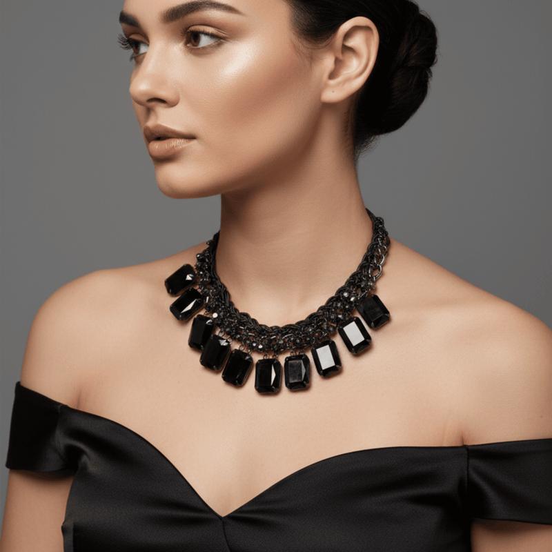 Bold Black Gemstone Necklace - COLO