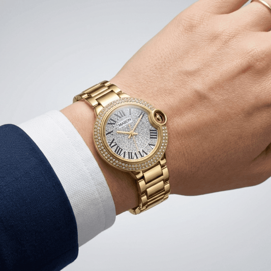 Mason Yellow IP Stainless Steel Crystal Bezel Watch – RJ-031 - COLO