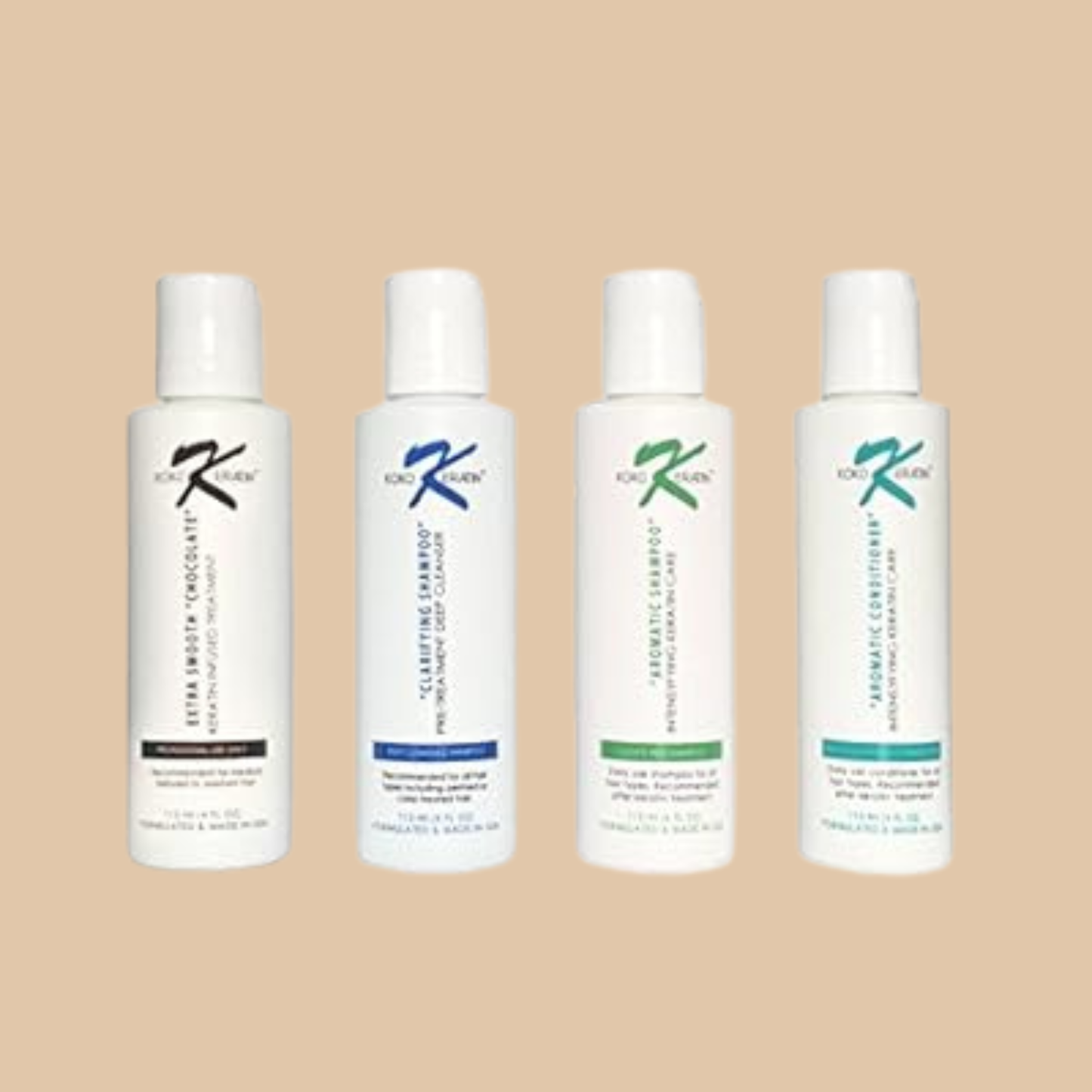 Koko Keratin Individual Keratin Trial Kit Extra Smooth “Chocolate” – Pre-Treatment + Aromatic Shampoo + Conditioner (4oz)