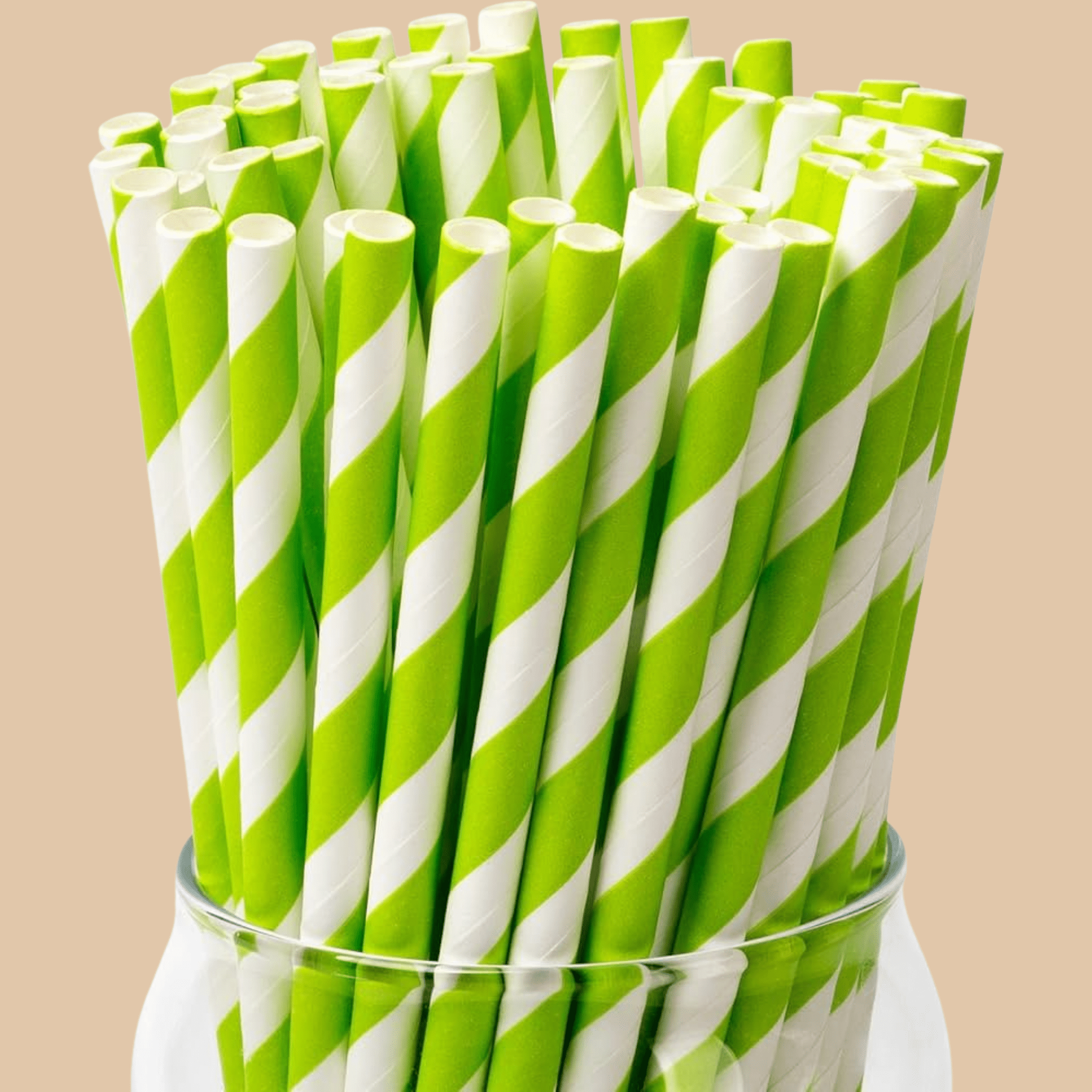 Light Green Swirl Paper Straws 25 Pack Biodegradable - COLO