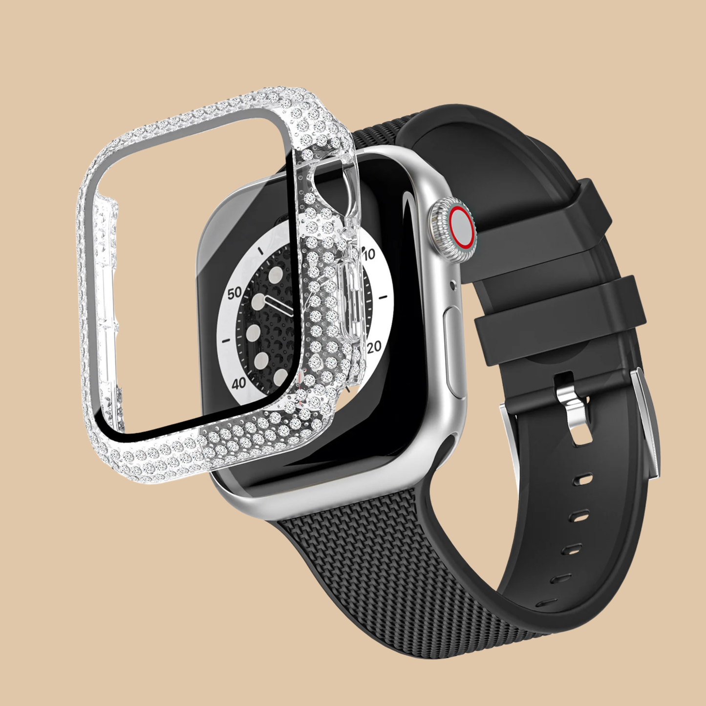 WITHit Protective Glass Cover with Integrated Bumper (Clear with Crystal Accents, 38mm)