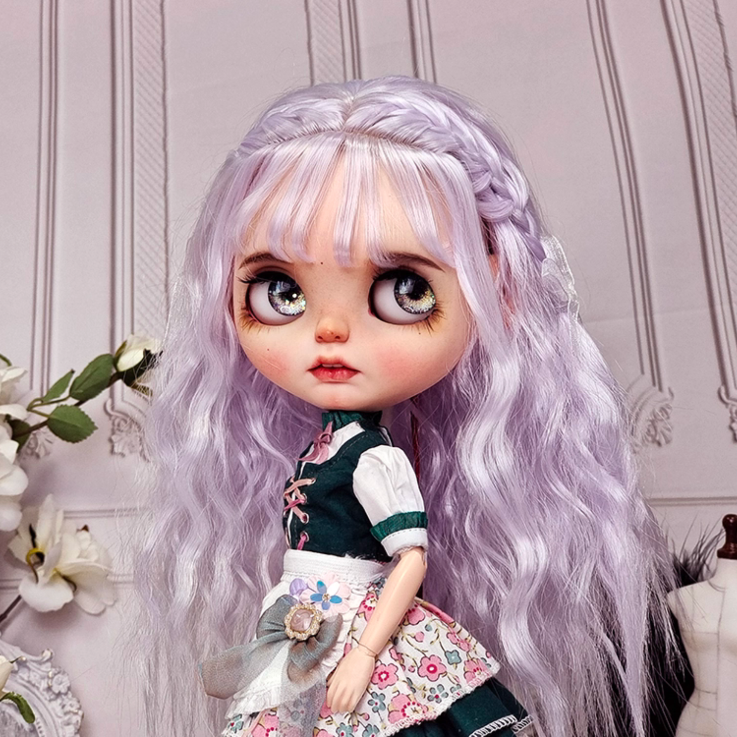 Handmade Blythe Wig, Big Waves with Bangs