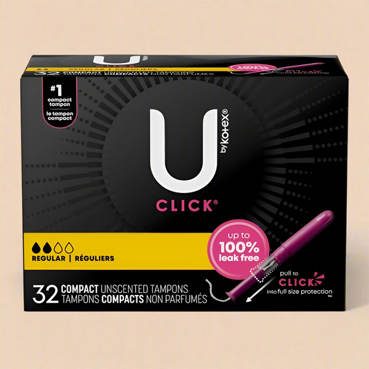 U by Kotex Click Compact Tampons, Regular, Unscented, 32 Count