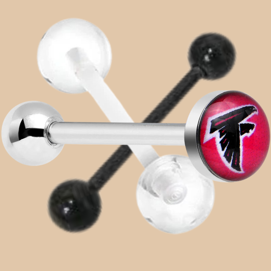 NFL Atlanta Falcons Barbell Tongue Ring Silver Logo