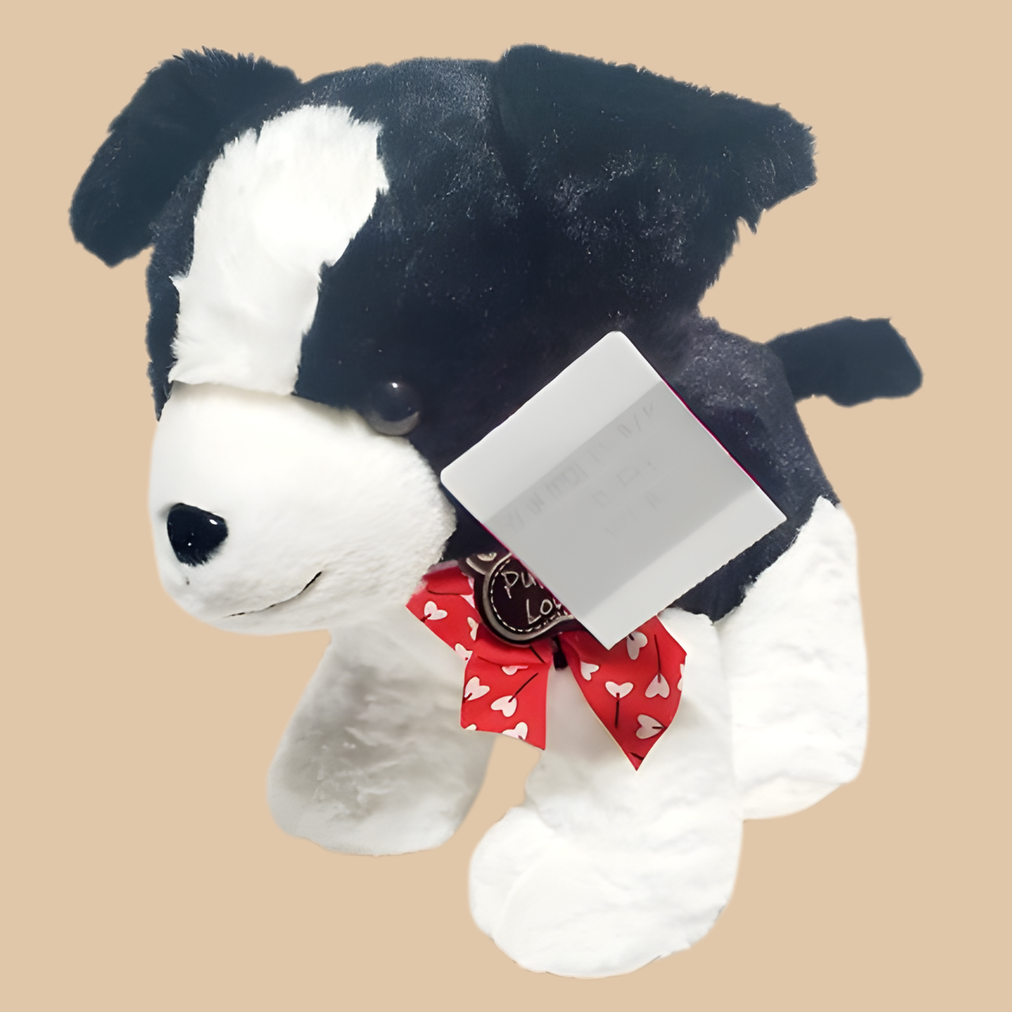 Large Black Puppy Plush Toy – Border Collie Stuffed Animal (10"–14")