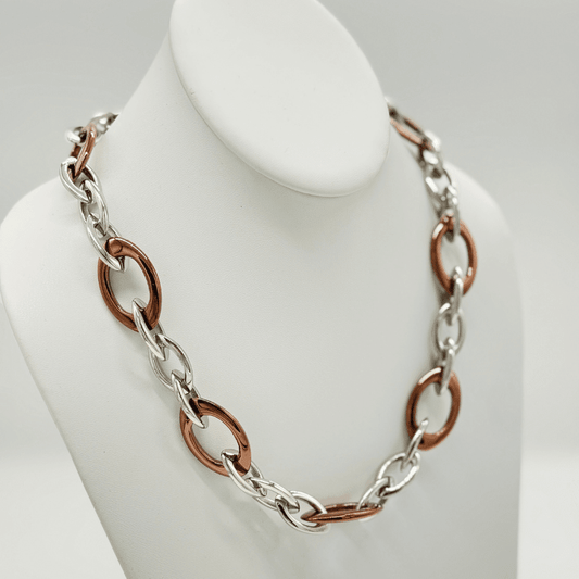 Two-Tone Oval Link Statement Necklace - COLO