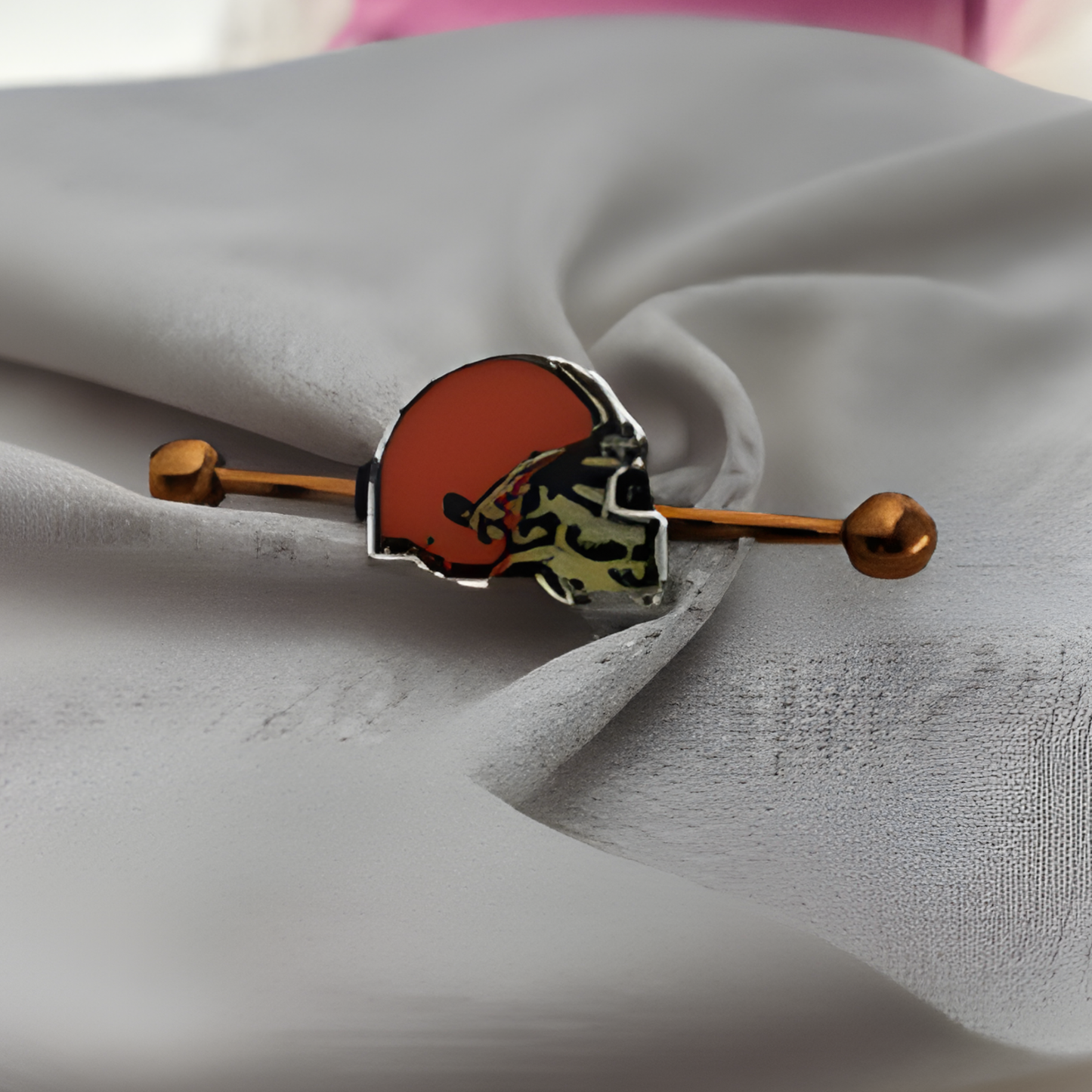 NFL Cleveland Browns Orange Barbell Nipple Ring Licensed