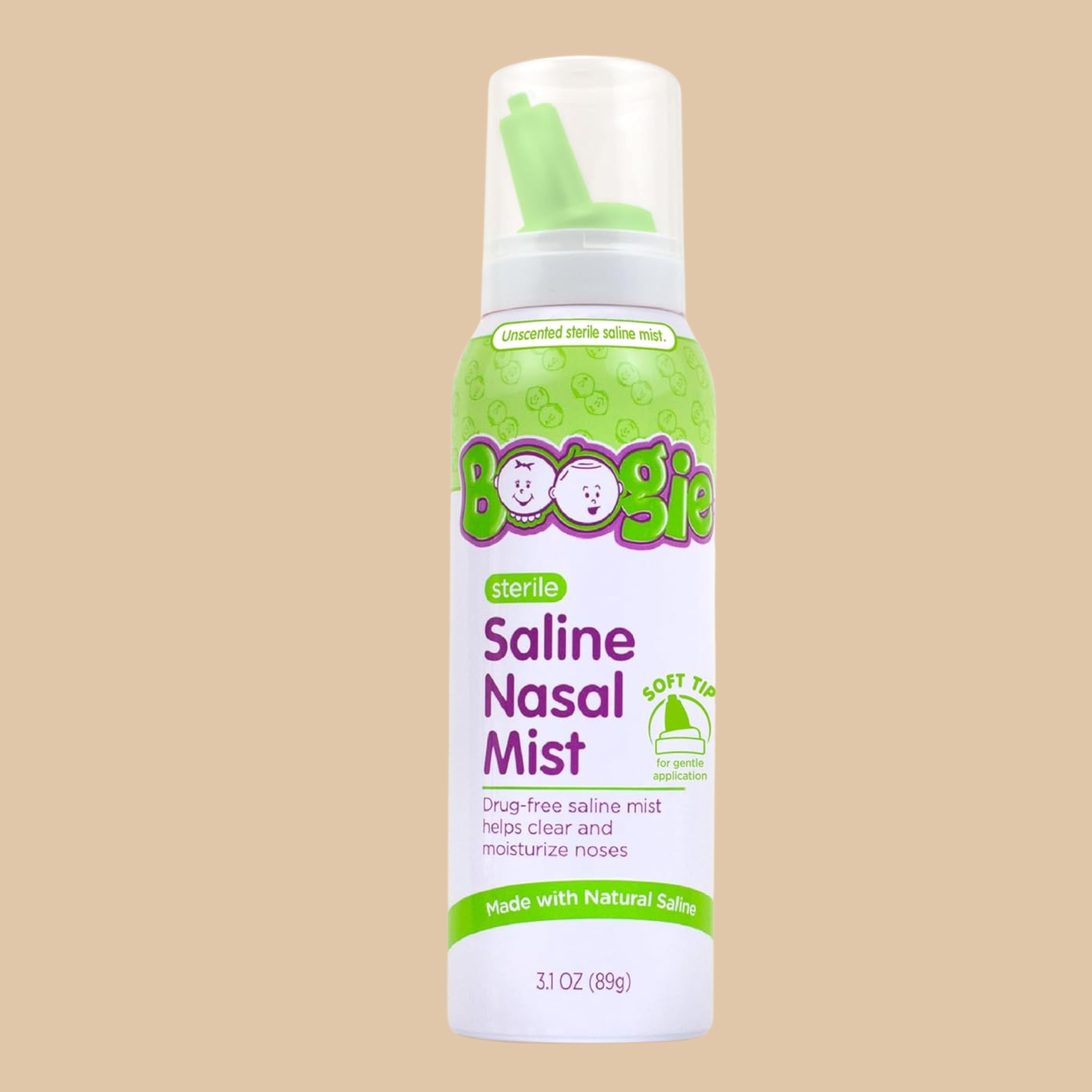 Boogie Natural Sterile Saline Nasal Mist 3.1 Oz