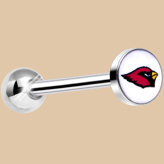 NFL BODY JEWELRY Arizona Cardinals Barbell Tongue Ring RED AND CREAM LOGO