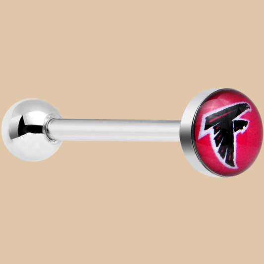 NFL Atlanta Falcons Barbell Tongue Ring Silver Logo