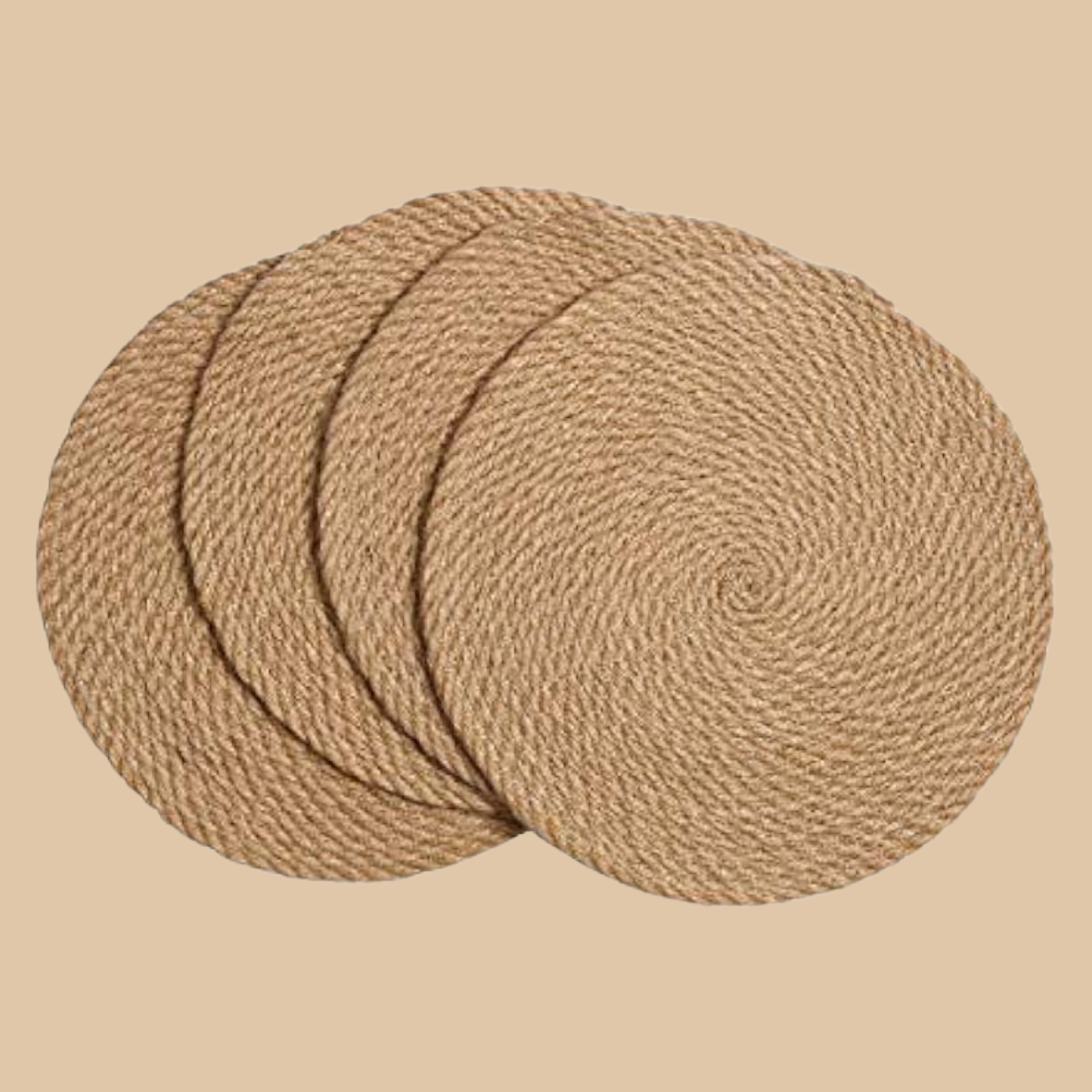 Round Woven Placemats Set of 6 Rattan 10”