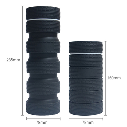 Tire-Shaped Collapsible Silicone Water Bottle – 25oz BPA-Free