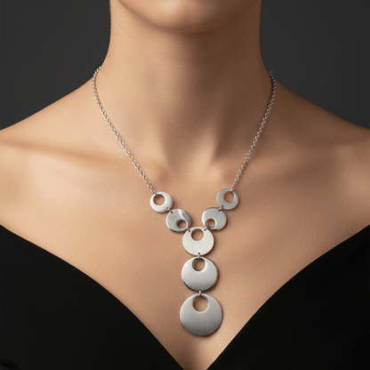 Geometric Drop Silver Necklace