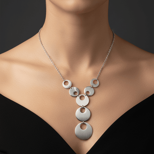 Geometric Drop Silver Necklace - COLO