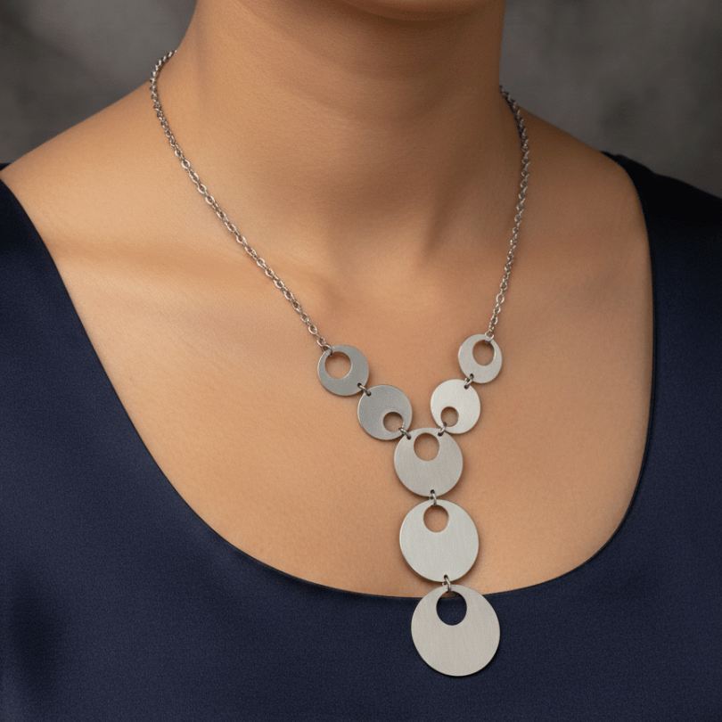 Geometric Drop Silver Necklace