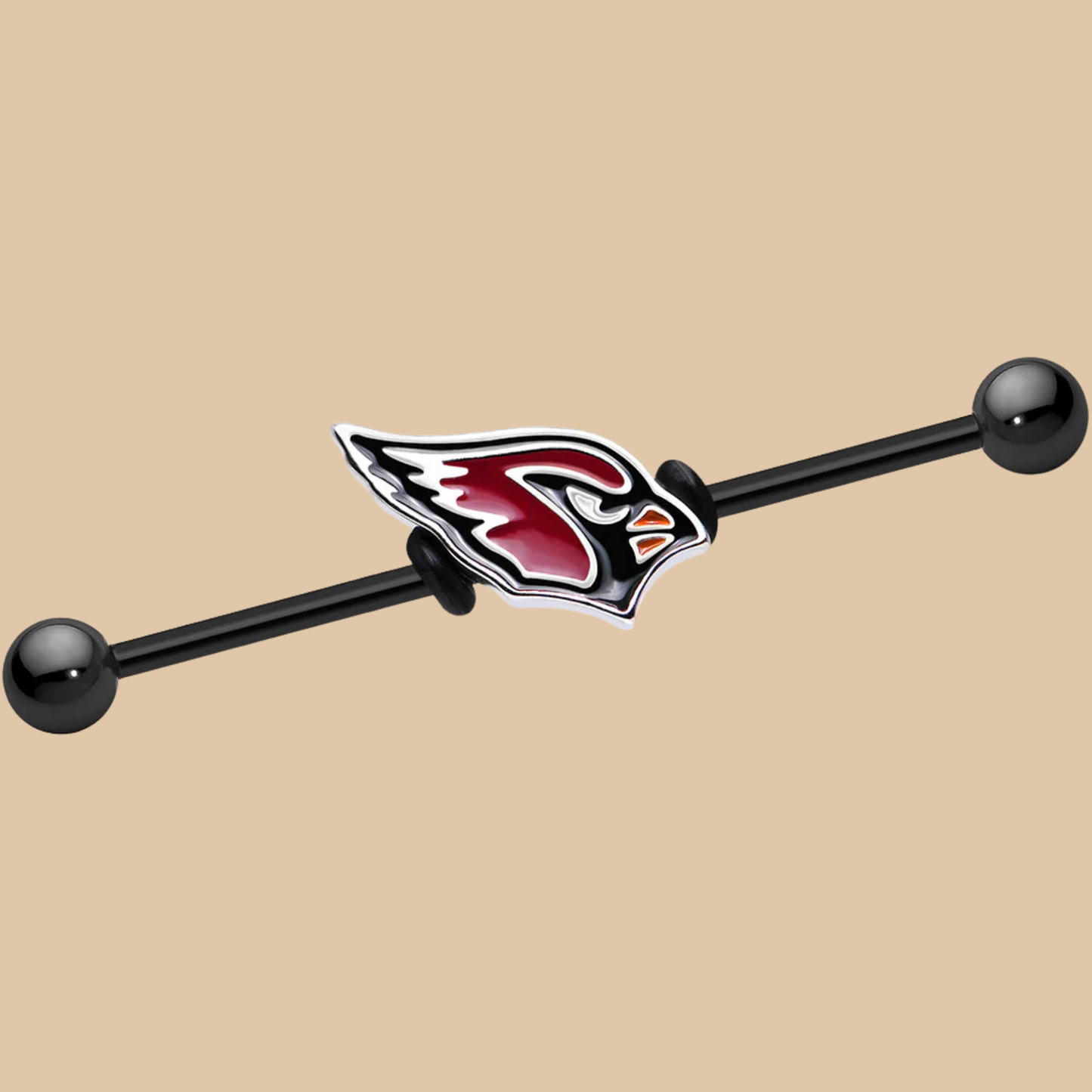 NFL BODY JEWELRY Arizona Cardinals Industrial Ear Piercing Barbell RED AND BLUE LOGO