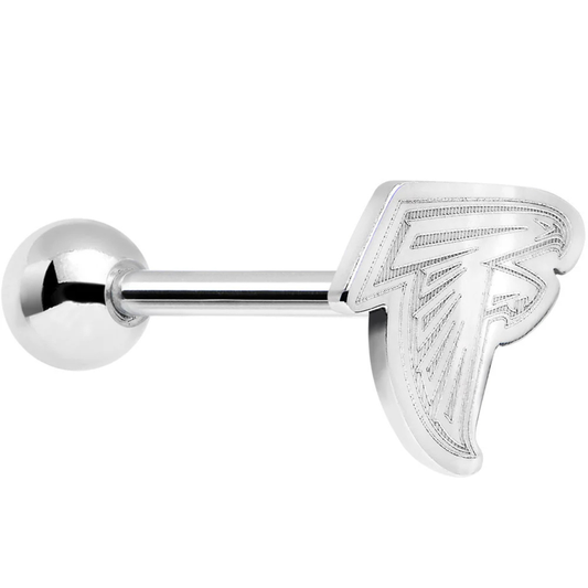 NFL Atlanta Falcons Barbell Tongue Ring Silver Logo