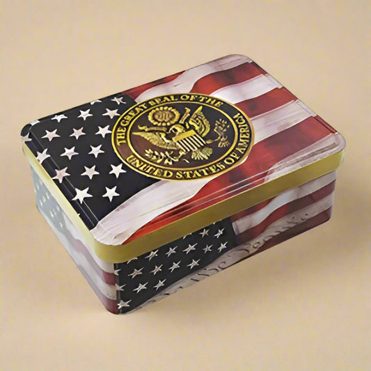 USA Flag Large Tin Box