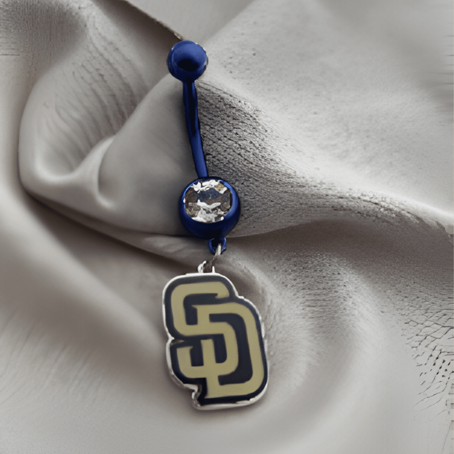 MLB Clear Gem Black Anodized San Diego Padres Belly Ring Licensed - COLO