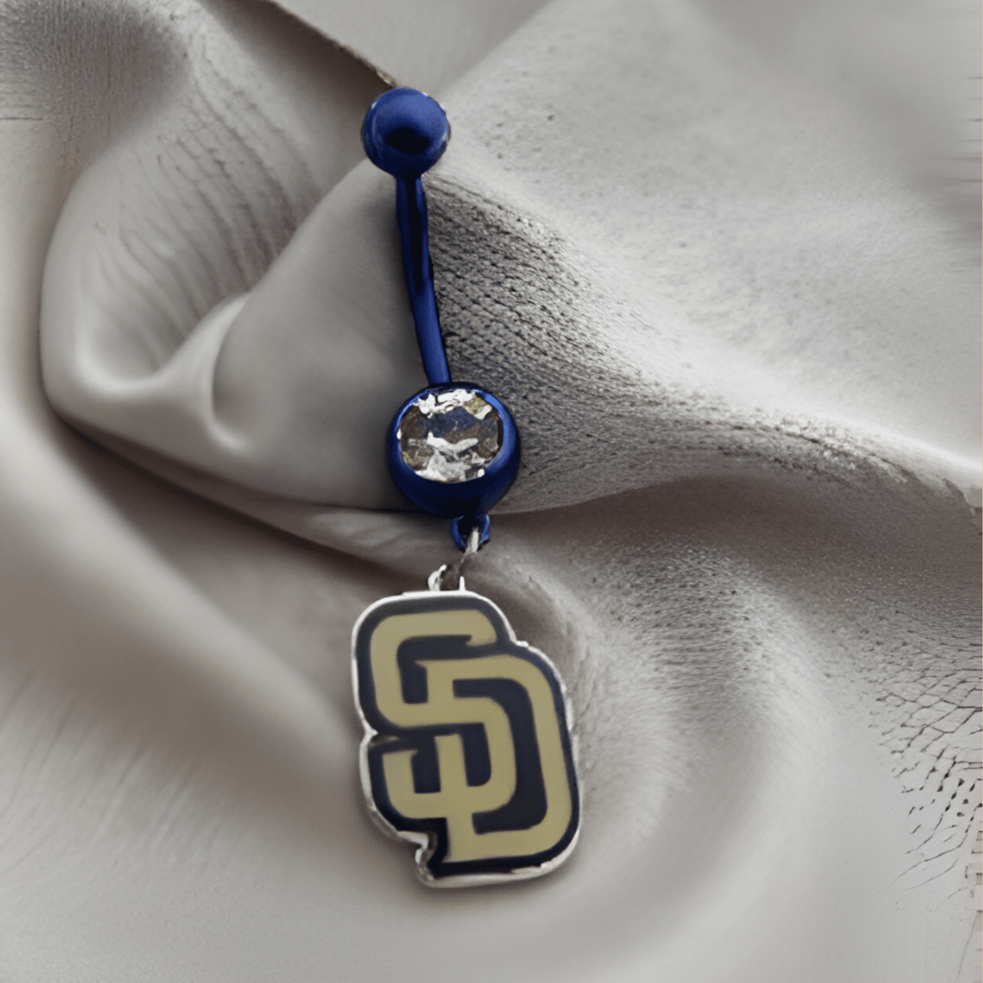 MLB Clear Gem Black Anodized San Diego Padres Belly Ring Licensed - COLO