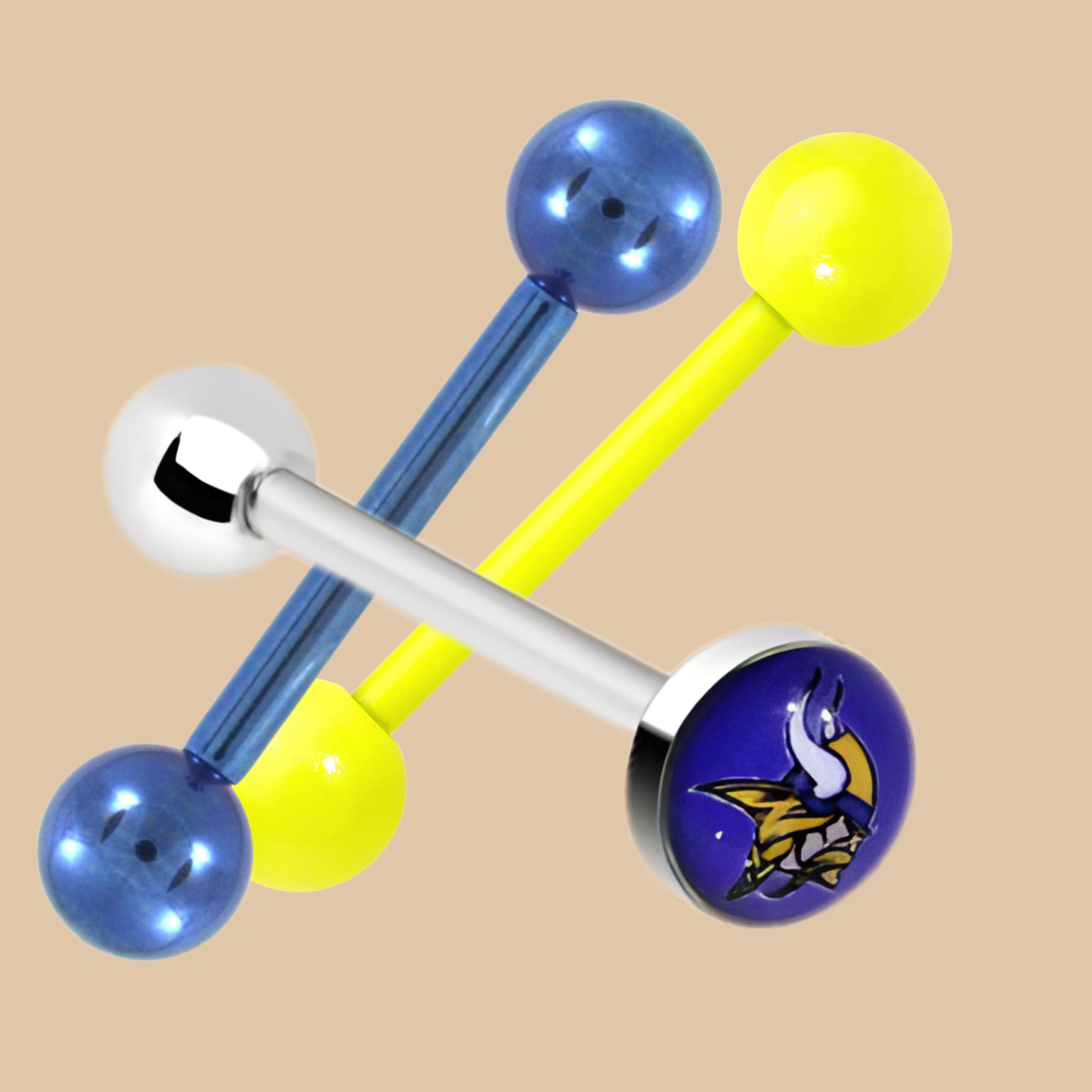 NFL Minnesota Vikings Purple Barbell Yellow Nipple Ring Licensed